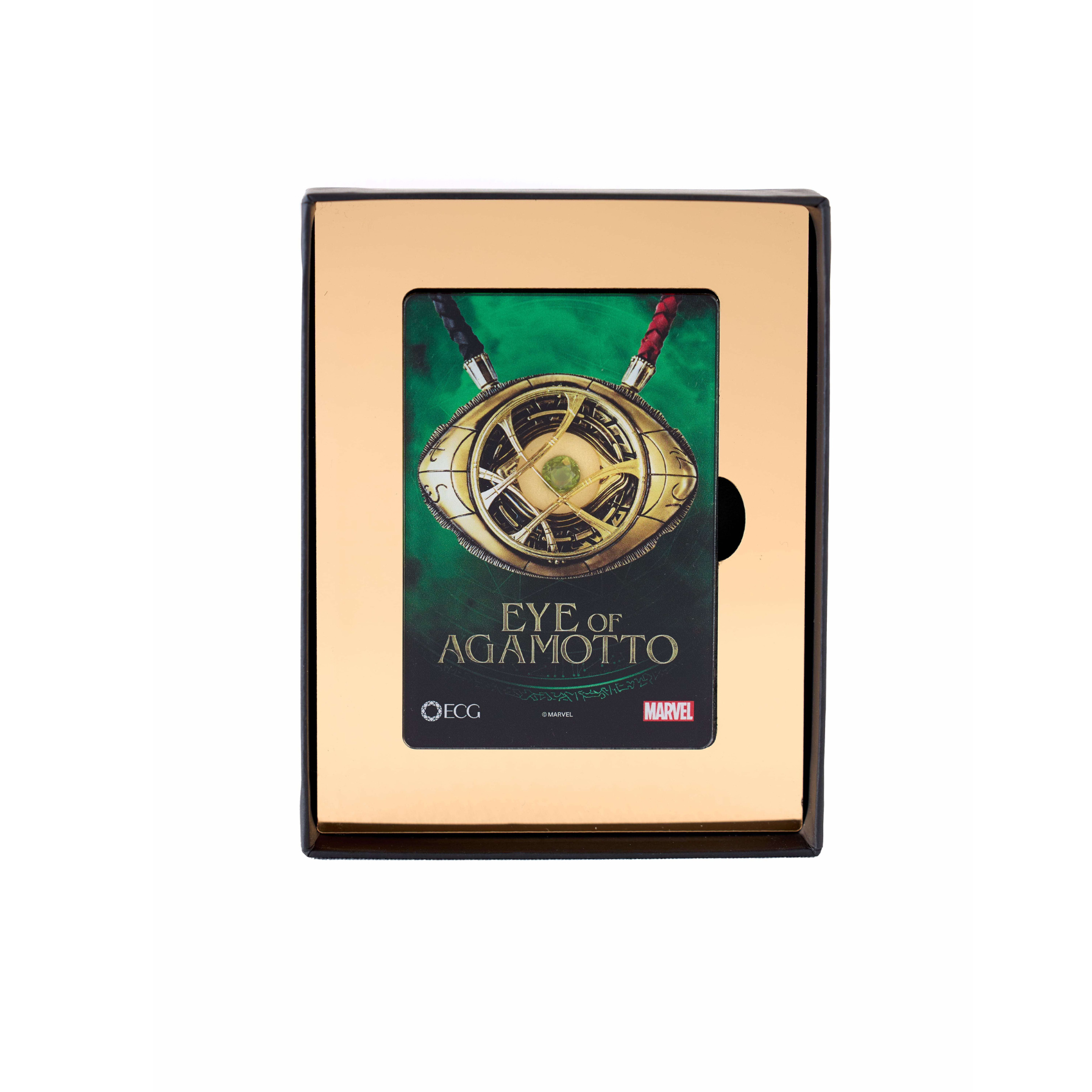Marvel 'Eye of Agamotto' pendant in packaging on a white background
