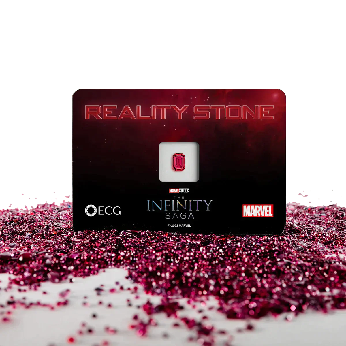 Marvel x East Continental Gems Reality Stone ruby, showcasing vivid red hues and precision gem cutting.