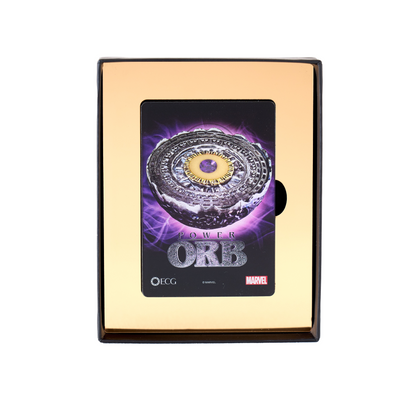 Marvel Power Orb card in a gold frame on a white background